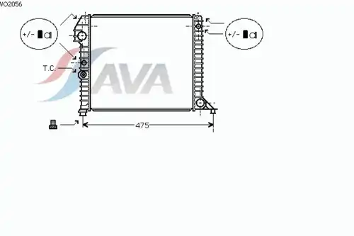 Радиатор системы охлаждения двигателя AVA VO2056