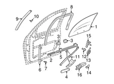 GUIDE,FRT S/D WDO CHAN(FLAT SLIDER W/LONG RIVET)(10.765) 16624405 PONTIAC