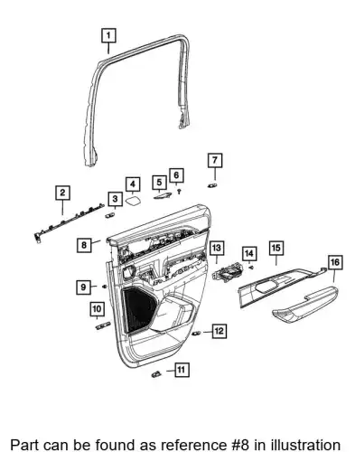 REAR DOOR TRIM 7GF22WT3AA CHRYSLER
