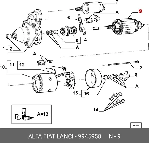 Якорь, стартер 9945958 LANCIA