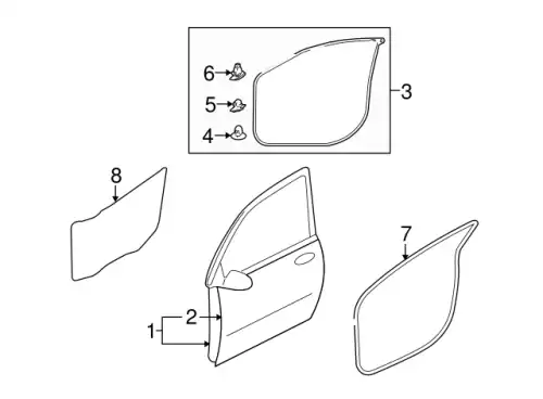 DOOR FR DOOR WATERPR 7265A005 CHRYSLER