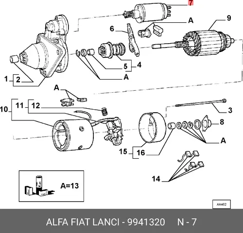 Тяговое реле, стартер 9941320 LANCIA