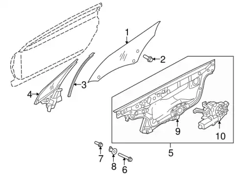 GLASS FR DOOR WINDOW 5706A189 CHRYSLER