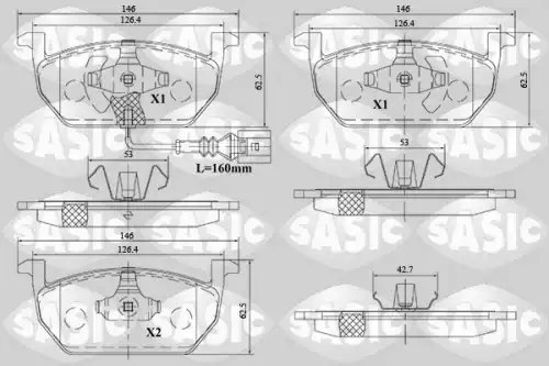 Тормозные колодки дисковые SASIC 6216164