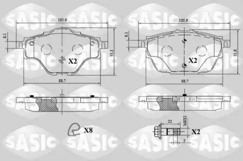 Тормозные колодки дисковые SASIC 6210079