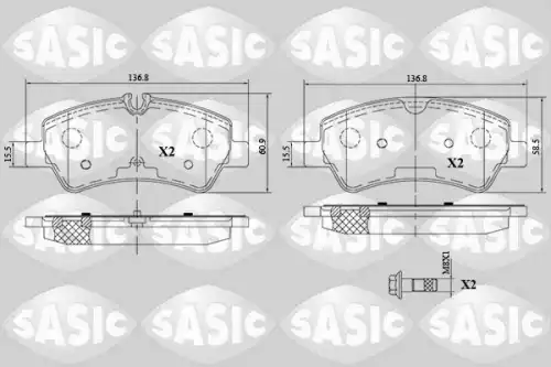 Тормозные колодки дисковые SASIC 6216163
