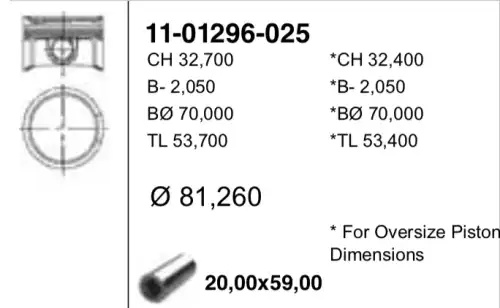 piston&pin \ 11-01296-025 YENMAK