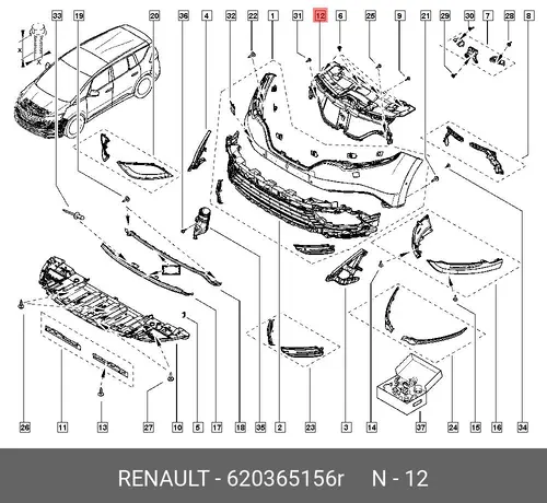 Усилитель бампера RENAULT 620365156R