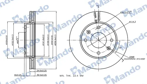 Тормозной диск MANDO MBC030261