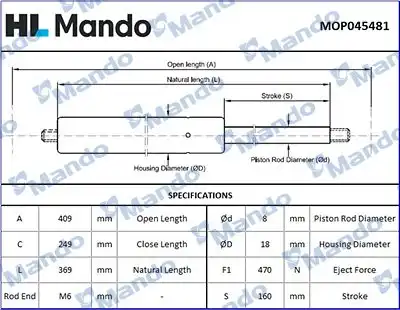 Амортизатор (упор) багажника MANDO MOP045481