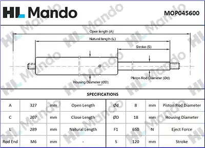 gas spring, boot-/cargo area \MB MOP045600 MANDO