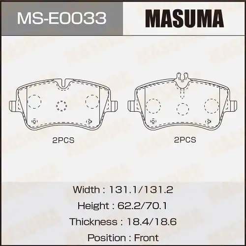 Тормозные колодки дисковые MASUMA MS-E0033