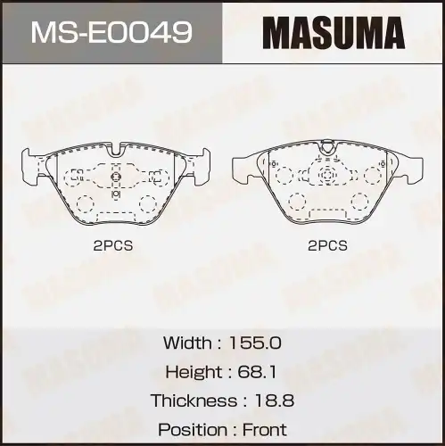 Тормозные колодки дисковые MASUMA MS-E0049