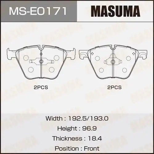 Тормозные колодки дисковые MASUMA MS-E0171