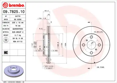 Тормозной диск BREMBO 9782510