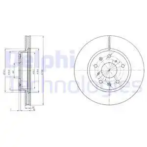 Тормозной диск DELPHI BG4093 вентилируемый , передняя ось