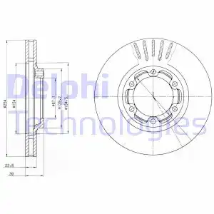 Тормозной диск DELPHI BG4106 вентилируемый , передняя ось