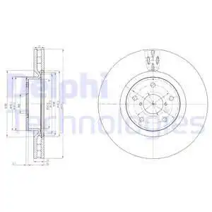 Тормозной диск DELPHI BG9055 вентилируемый , передняя ось