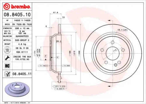 Тормозной диск BREMBO 8840510
