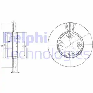 Тормозной диск DELPHI BG2404 вентилируемый , передняя ось