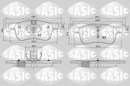 Тормозные колодки дисковые SASIC 6216182