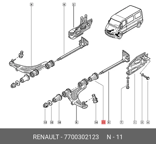 САЙЛЕНТБЛОК ЗАДНИЙ 7700302123 RENAULT