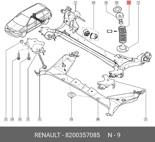 8200357085 ПРУЖИНА ПОДВЕСКИ ЗАД. RENAULT
