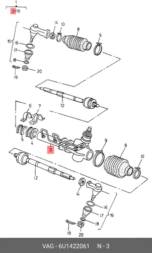 Рулевая рейка VAG 6U1422061