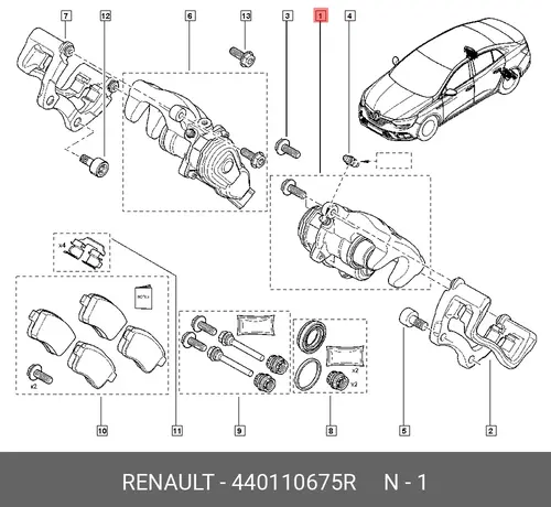 Суппорт тормозной RENAULT 440110675R