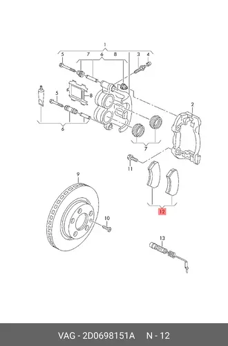 Тормозные колодки дисковые VAG 2D0698151A