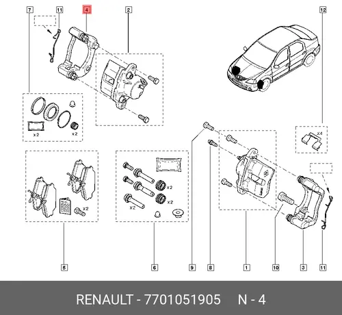 КРОНШТЕЙН КОРПУС СКОБЫ ТОРМОЗА 7701051905 RENAULT