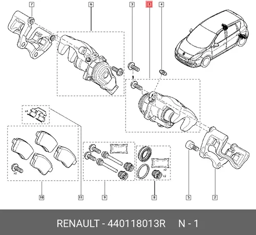 Суппорт тормозной RENAULT 440118013R