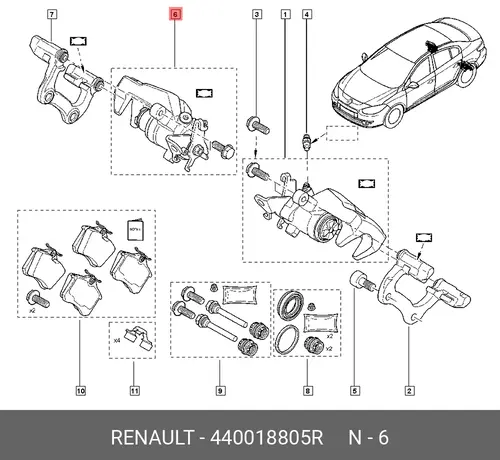 СУППОРТ ЗАДНИЙ ПРАВЫЙ RENAULT 440018805R