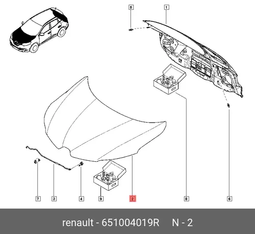 HOOD PRE ASSY 651004019R RENAULT