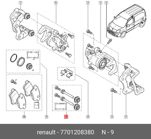 7701208380 РЕМКОМП. ТОР.СУППОРТА (ШТИФТЫ) RENAULT