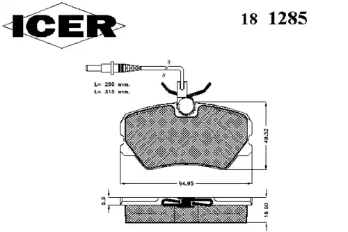 Тормозные колодки дисковые ICER 181285