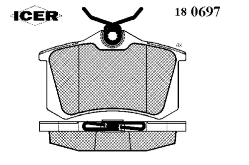 Тормозные колодки дисковые ICER 180697