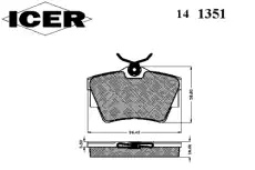 Тормозные колодки дисковые ICER 141351
