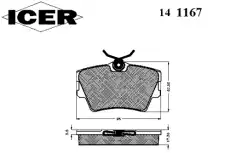 Тормозные колодки дисковые ICER 141167
