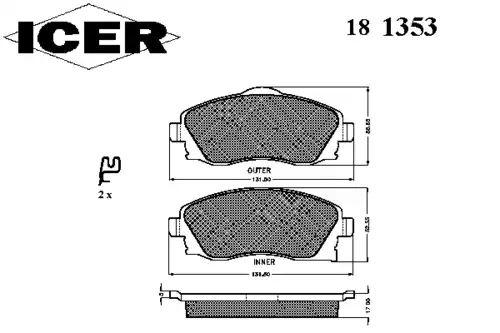 Тормозные колодки дисковые ICER 181353