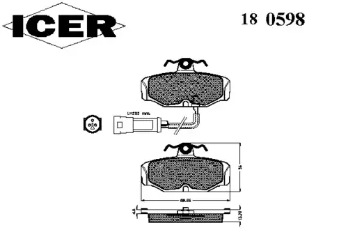 Тормозные колодки дисковые ICER 180598