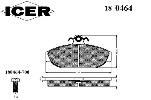 Тормозные колодки дисковые ICER 180464