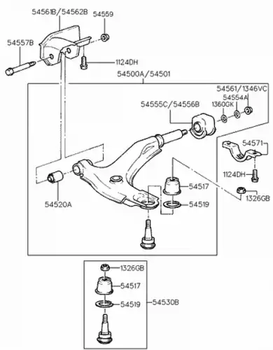 Рычаг подвески HYUNDAI / KIA 5450022200