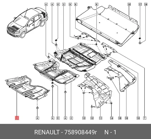 CARENAGE SOUS MOTE 758908449R RENAULT