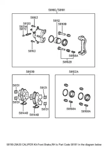 Тормозной суппорт 5819029A30 HYUNDAI
