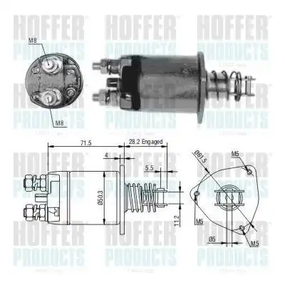 Втягивающее реле стартера 6646329 HOFFER