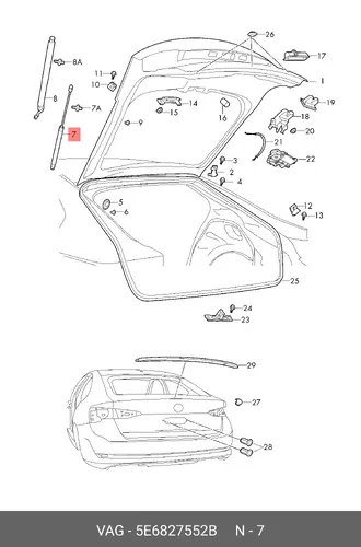 Амортизатор (упор) багажника VAG 5E6827552B