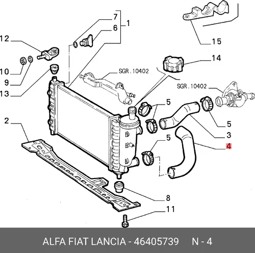 Шланг радиатора 46405739 ALFA ROMEO