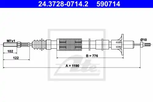 Трос сцепления ATE 24.3728-0714.2