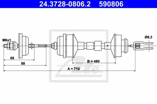 Трос сцепления ATE 24.3728-0806.2